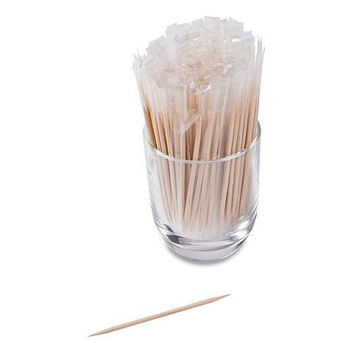 AmerCareRoyal Cello-Wrapped Round Wood Toothpicks, 2.5", Natural, 1,000/Box, 15 Boxes/Carton (RIW15)