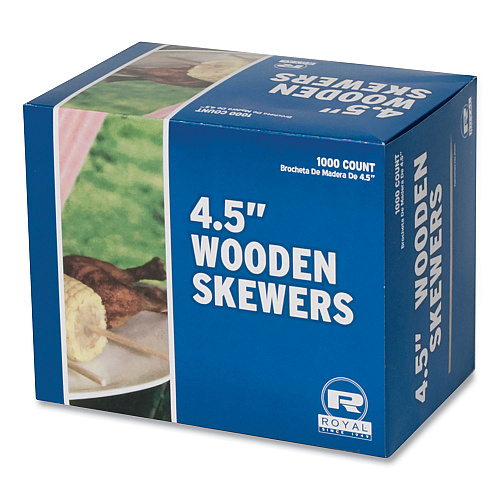 AmerCareRoyal Wooden Skewers, 4.5", White, 10,000/Carton (R815)