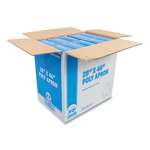 AmerCareRoyal Poly Apron, 28 x 46,  One Size Fits All, White, 100/Pack, 10 Packs/Carton (DA2846)