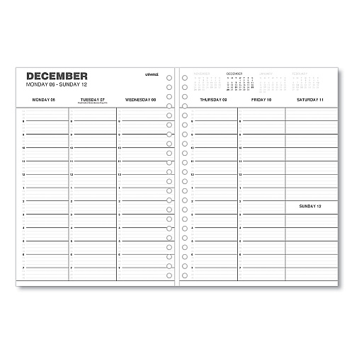 Universal Weekly Planner, 11 x 8, Black Cover, 14-Month: Dec 2025 to Jan 2027 (71000)