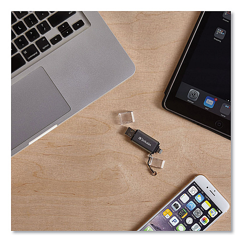 Verbatim Store 'n' Go Dual USB 3.0 Flash Drive for Apple Lightning Devices, 32 GB, Graphite (49300)