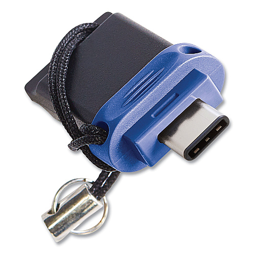 Verbatim Store n' Go Dual USB 3.0 Flash Drive for USB-C Devices, 64 GB, Blue (99155)