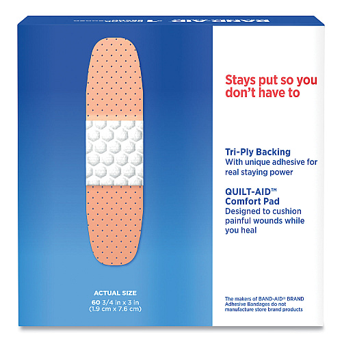 BAND-AID Plastic Adhesive Bandages, 0.75 x 3, 60/Box (100563500)