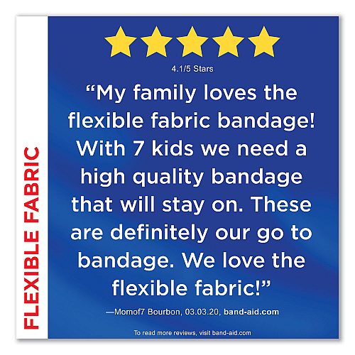 BAND-AID Flexible Fabric Adhesive Bandages, Assorted, 100/Box (11507800)