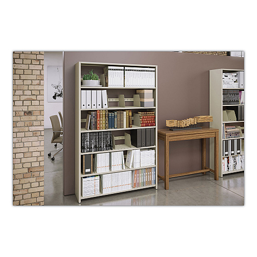 Tennsco Snap-Together Six-Shelf Closed Add-On, Steel, 48w x 12d x 76h, Sand (127648ACSD)
