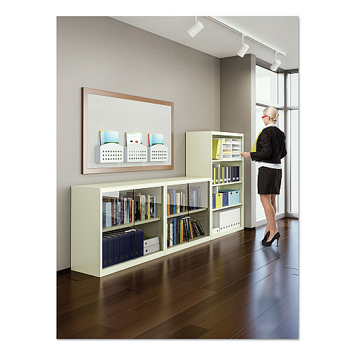 Tennsco Metal Bookcase, Three-Shelf, 34.5w x 13.5d x 40h, Putty (B42PY)