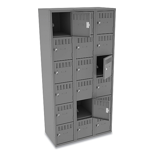 Tennsco Box Compartments, Triple Stack, 36w x 18d x 72h, Medium Gray (BS6121812CMG)