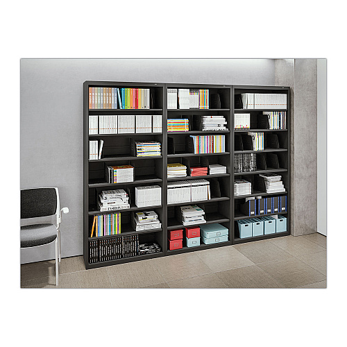 Tennsco Fixed Shelf Open-Format Lateral File for End-Tab Folders, 6 Legal/Letter File Shelves, Light Gray, 36" x 16.5" x 75.25" (FS360LGY)