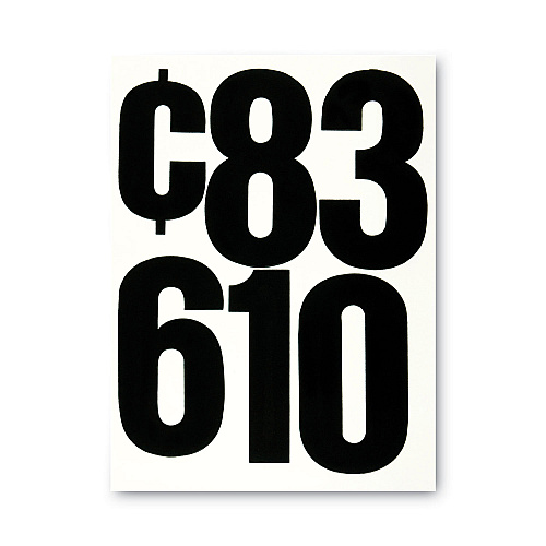 Chartpak Press-On Vinyl Numbers, Self Adhesive, Black, 6"h, 21/Pack (01198)