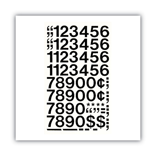 Chartpak Press-On Vinyl Numbers, Self Adhesive, Black, 1"h, 44/Pack (01130)