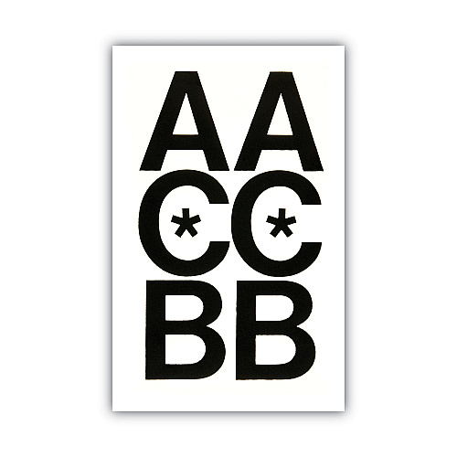 Chartpak Press-On Vinyl Uppercase Letters, Self Adhesive, Black, 3"h, 50/Pack (01070)