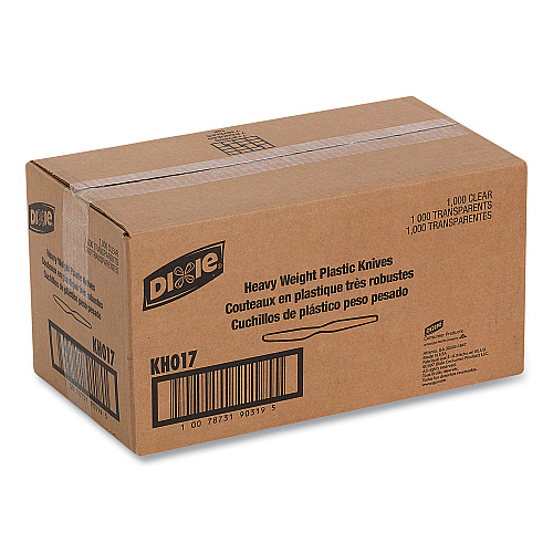 Dixie Heavyweight Polystyrene Cutlery, Knives, Clear, 1,000/Carton (KH017)