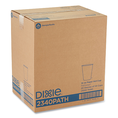 Dixie Pathways Paper Hot Cups, 10 oz, 50 Sleeve, 20 Sleeves/Carton (2340PATH)
