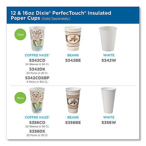 Dixie PerfecTouch Paper Hot Cups, 10 oz, Coffee Haze Design, 50 Sleeve, 20 Sleeves/Carton (92959)