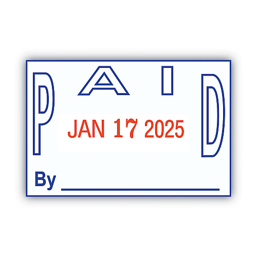 2000 PLUS Model S 360 Two-Color Message Dater, 1.75 x 1, "Paid," Self-Inking, Blue/Red (011033)