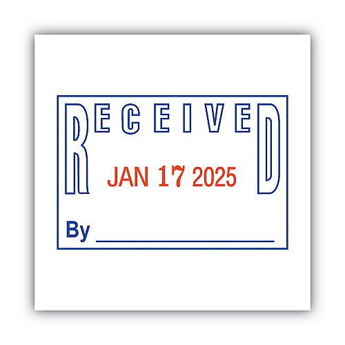 2000 PLUS Model S 360 Two-Color Message Dater, 1.75 x 1, "Received", Self-Inking, Blue/Red (011034)