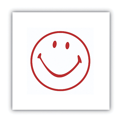 ACCUSTAMP Pre-Inked Round Stamp, Smiley, 0.63" dia, Red (030725)