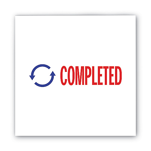 ACCUSTAMP Pre-Inked Shutter Stamp, Red/Blue, COMPLETED, 1.63 x 0.5 (035538)