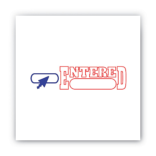ACCUSTAMP Pre-Inked Shutter Stamp, Red/Blue, ENTERED, 1.63 x 0.5 (035544)