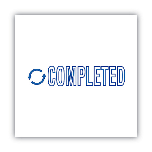 ACCUSTAMP Pre-Inked Shutter Stamp, Blue, COMPLETED, 1.63 x 0.5 (035582)