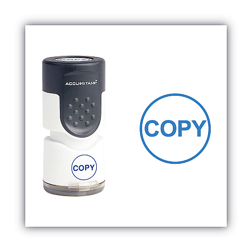 ACCUSTAMP Pre-Inked Round Stamp, COPY, 0.63" dia, Blue (035653)