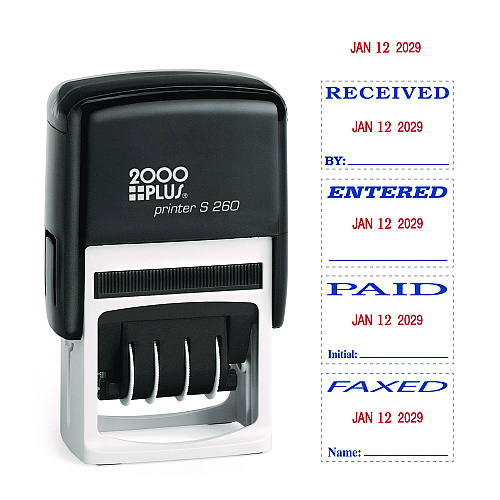 2000 PLUS Economy Message Dater, 4 Messages, Red/Blue, 1.75 x 0.94 (065005)