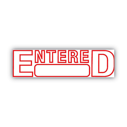 2000 PLUS Green Line Message Stamp, Entered, 1.5 x 0.56, Red (098368)