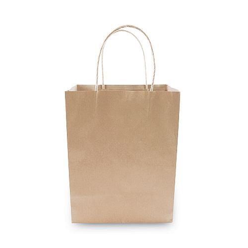 COSCO Premium Shopping Bag, Natural Twisted-Paper Handles, 8" x 4" x 10.25", Brown, 50/Box (098375)