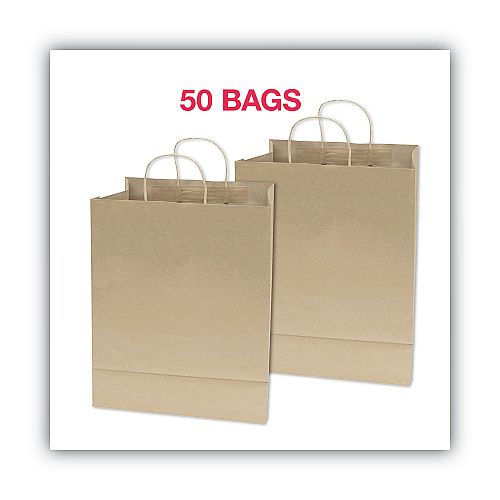 COSCO Premium Shopping Bag, Natural Twisted-Paper Handles, 10" x 4.5" x 13", Brown, 50/Box (091565)