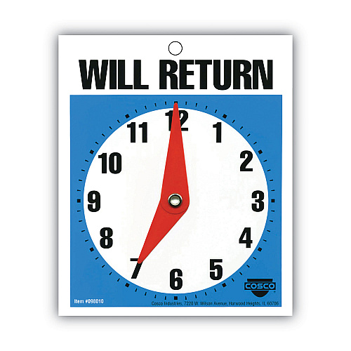 COSCO Will Return Later Sign, 5 x 6, Blue (098010)