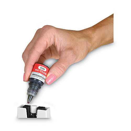 COSCO ACCU-STAMP Gel Ink Refill, 0.35 oz Bottle, Red (090683)