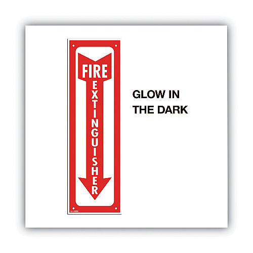 COSCO Glow-In-The-Dark Safety Sign, Fire Extinguisher, 4 x 13, Red (098063)