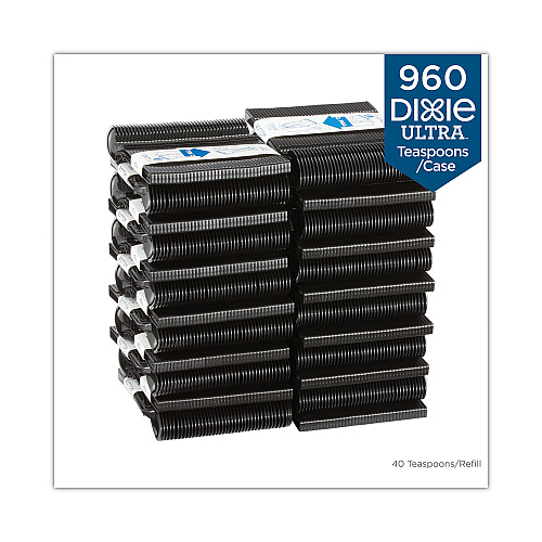 Dixie SmartStock Tri-Tower Dispensing System Cutlery, Teaspoons, Mediumweight, Polypropylene, Black, 40/Pack, 24 Packs/Carton (DUSSPT5)