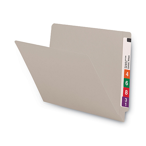 Smead Shelf-Master Reinforced End Tab Colored Folders, Straight Tabs, Letter Size, 0.75" Expansion, Gray, 100/Box (25310)