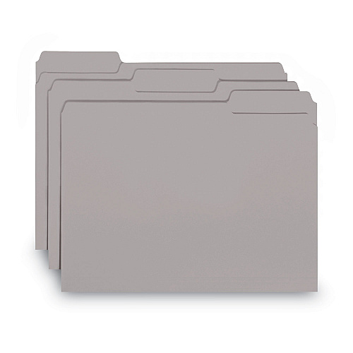 Smead Interior File Folders, 1/3-Cut Tabs: Assorted, Letter Size, 0.75" Expansion, Gray, 100/Box (10251)