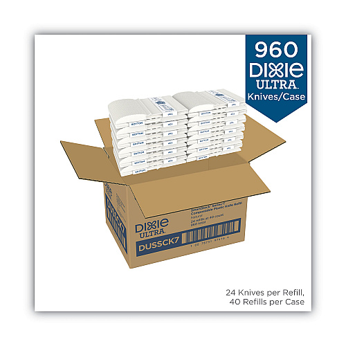 Dixie SmartStock Tri-Tower Dispensing System Cutlery, Knife, Natural, 40/Pack, 24 Packs/Carton (DUSSCK7)