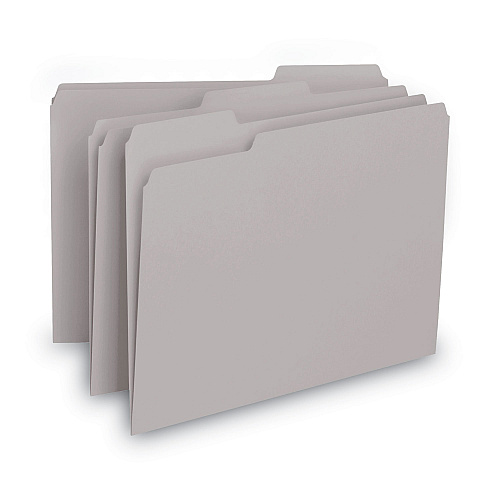 Smead Interior File Folders, 1/3-Cut Tabs: Assorted, Letter Size, 0.75" Expansion, Gray, 100/Box (10251)