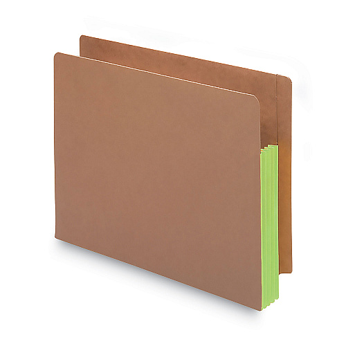 Smead Redrope Drop-Front End Tab File Pockets, Fully Lined 6.5" High Gussets, 3.5" Expansion, Letter Size, Redrope/Green, 10/Box (73680)