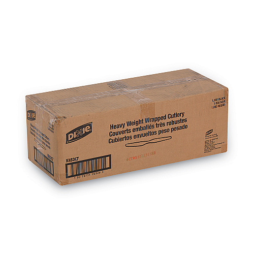 Dixie Individually Wrapped Heavyweight Knives, Polystyrene, Black, 1,000/Carton (KH53C7)