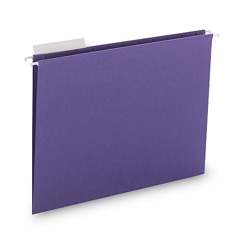 Smead Color Hanging Folders with 1/3 Cut Tabs, Letter Size, 1/3-Cut Tabs, Purple, 25/Box 8 1/2" x 11" - Top Tab Location - Assorted Tab Position - 11 pt. - Poly - Purple - 10% Paper Recycled - 25 / Box (64023)