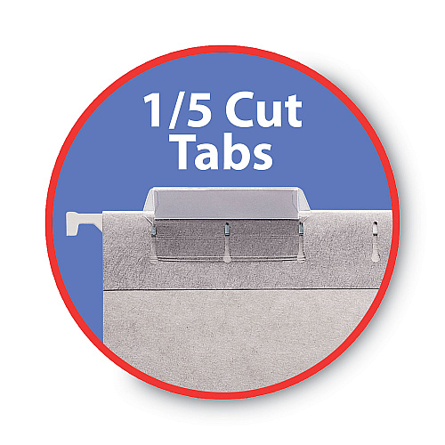 Smead Colored Hanging File Folders with 1/5 Cut Tabs, Letter Size, 1/5-Cut Tabs, Gray, 25/Box 8 1/2" x 11" - Top Tab Location - Assorted Tab Position - 11 pt. - Vinyl - Gray - 10% Recycled - 25 / Box (64063)
