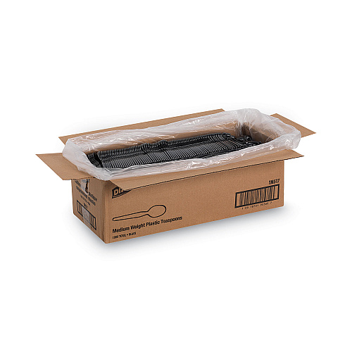 Dixie Plastic Cutlery, Heavy Mediumweight Teaspoons, Black, 1,000/Carton (TM517)