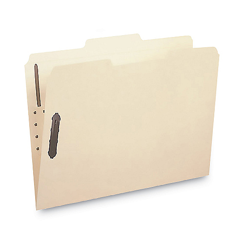 Smead Poly Top Tab Fastener Folders, 0.75" Expansion, 2 Fasteners, Letter Size, Manila Exterior, 24/Box (10545)
