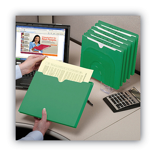 Smead Colored File Jackets with Reinforced Double-Ply Tab, Straight Tab, Letter Size, Green, 50/Box (75563)