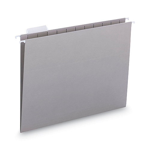 Smead Colored Hanging File Folders with 1/5 Cut Tabs, Letter Size, 1/5-Cut Tabs, Gray, 25/Box 8 1/2" x 11" - Top Tab Location - Assorted Tab Position - 11 pt. - Vinyl - Gray - 10% Recycled - 25 / Box (64063)
