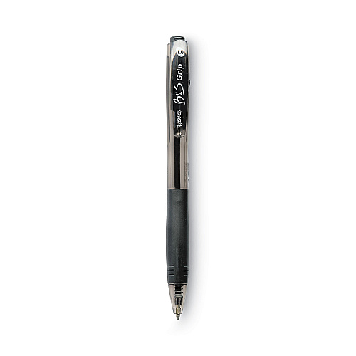 BIC BU3 Ballpoint Pen, Retractable, Bold 1 mm, Black Ink, Smoke/Black Barrel, Dozen (BU311BK)