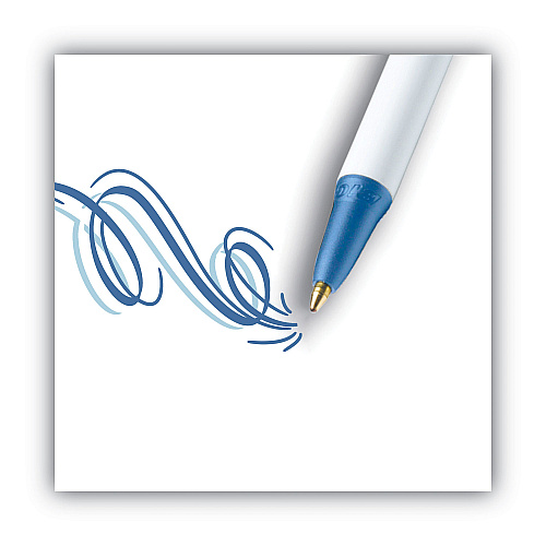 BIC Clic Stic Ballpoint Pen, Retractable, Medium 1 mm, Blue Ink, White Barrel, Dozen (CSM11BE)