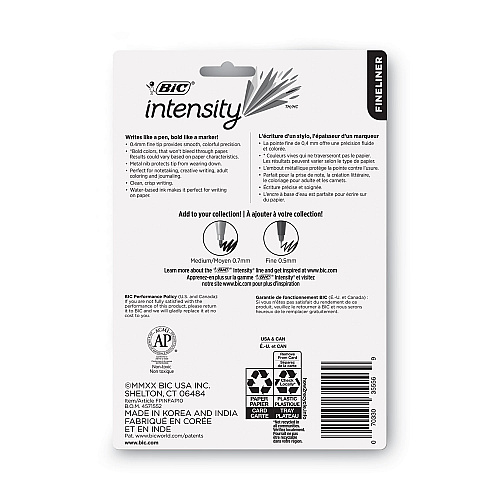 BIC Intensity Porous Point Pen, Stick, Extra-Fine 0.4 mm, Assorted Ink and Barrel Colors, 10/Pack (FPINFAP10AST)