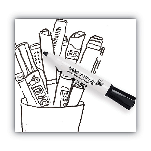 BIC Intensity Bold Tank-Style Dry Erase Marker, Extra-Broad Bullet Tip, Assorted Colors, 4/Set (GDEMP41ASST)