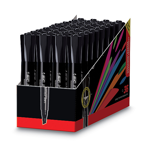 BIC Intensity Chisel Tip Permanent Marker Value Pack, Broad Chisel Tip, Black, 36/Pack (GPMM36BK)
